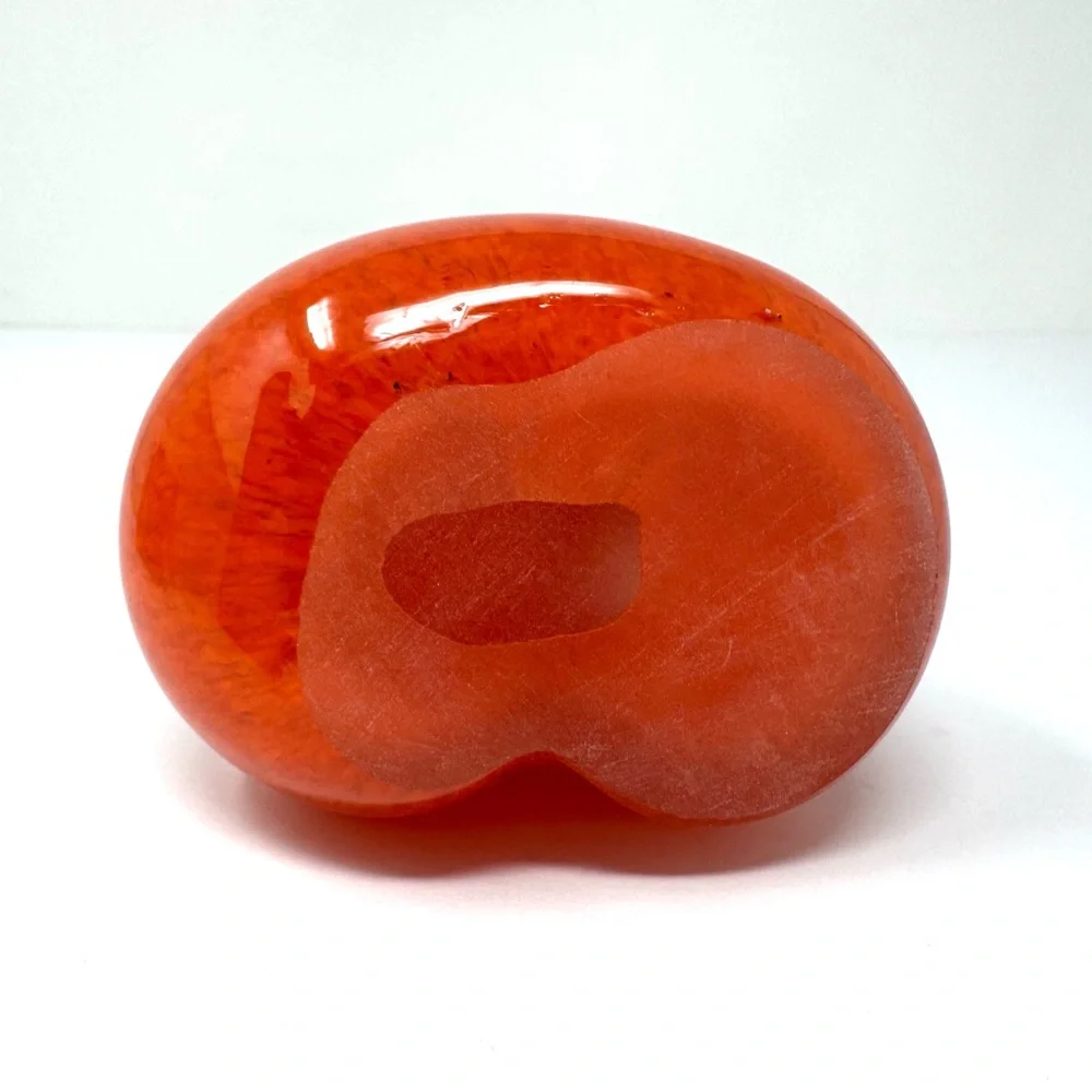 WEST ELM orange glass cat paperweight, NWOT